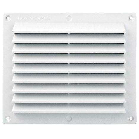 Grille ventilation rectangulaire PVC anti-pluie 175x146mm - Blanc -  Fermeture