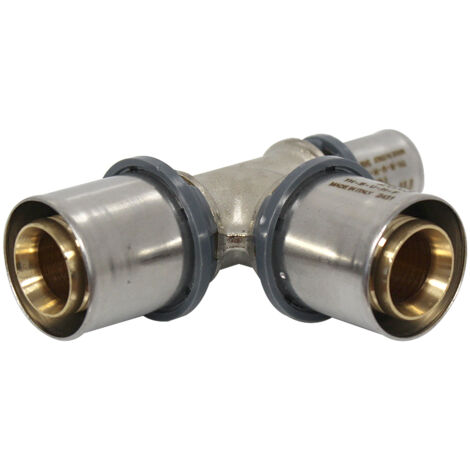 Raccord multicouche à sertir TH - Té inégal Ø26x3,0 - Ø26x3,0 - Ø16x2,0 - Arcanaute (1/5)