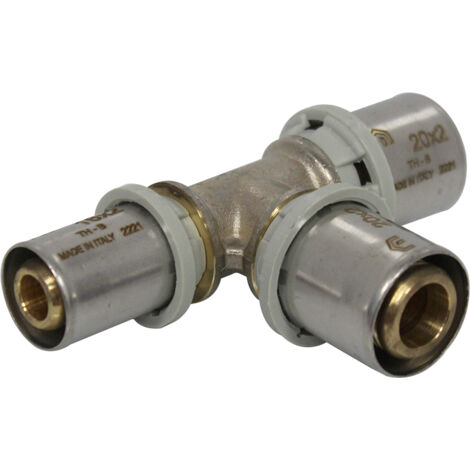 Raccord multicouche à sertir TH - Té inégal Ø20x2,0 - Ø20x2,0 - Ø16x2,0 - Arcanaute (1/5)