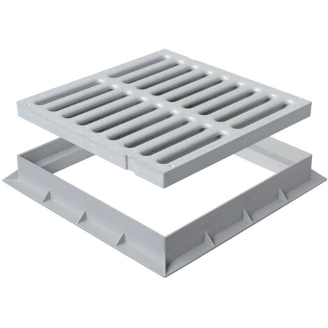 Grille de sol PVC légère avec cadre anti-choc 534 x 534 mm - Résistance 28 KN - Gris - First Plast (1/4)