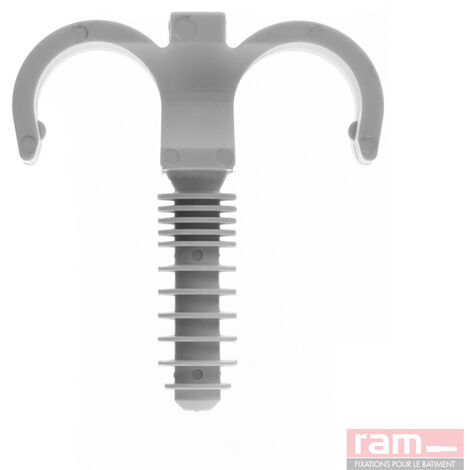 100 colliers chevilles RAMCLIP double gris pour tube nu Ø12 à 16 - RAM (1/5)