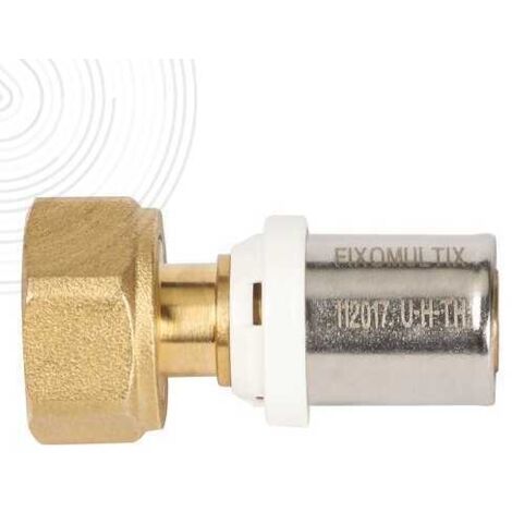 Somatherm – Raccord multicouche écrou tournant à sertir Ø16mm – Pression 20 bars – Inox et laiton non dézincifiable – Pour réseaux de plomberie