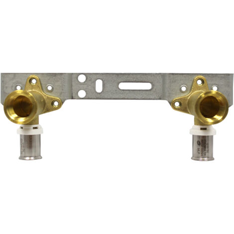 Somatherm – Raccord multicouche à sertir sortie de cloison Ø16x2,0 – Entre axe 150mm – Femelle 15/21 – Acier inoxydable et laiton non dézincifiable