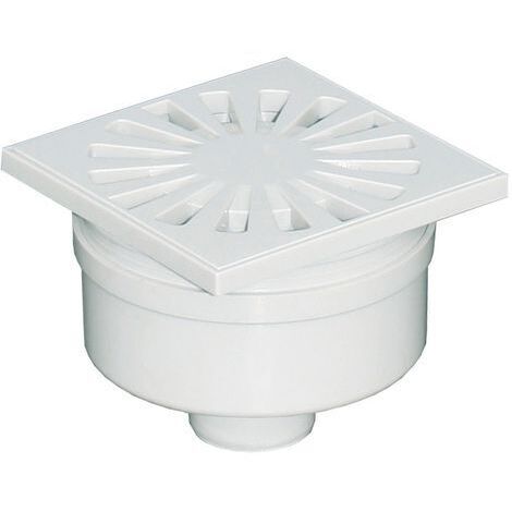 Siphonette 100x100mm sortie verticale Ø40 - Grille ABS (1/2)