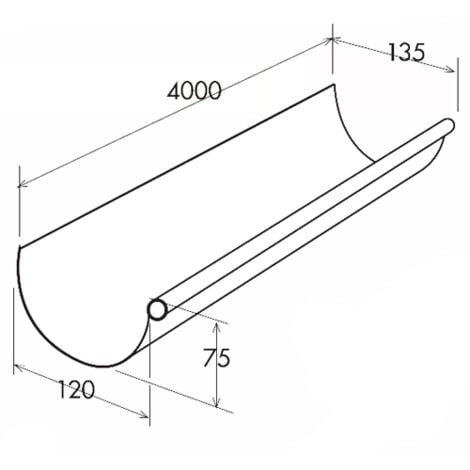 Profilé gouttière PVC 25 demi-ronde en 4 m - aspect zinc - First Plast