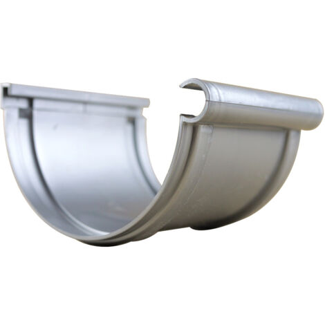First Plast – Raccord pour gouttière jonction longue BI-SYSTEM PVC 25 demi-ronde – Aspect zinc – Résistance intempéries – Installation simple par collage