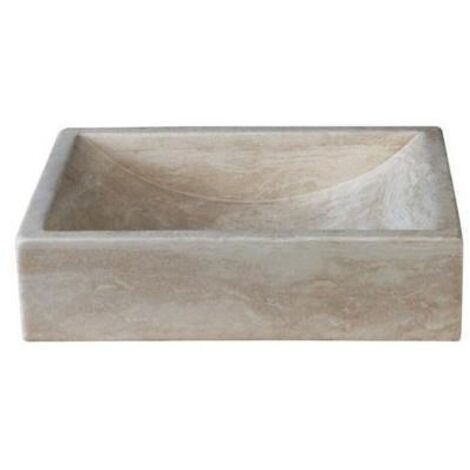 Cristina Ondyna – Vasque à poser en pierre sable 40x30x10 cm – Finition travertin poli – Traitement imperméabilisant recommandé – Pour salle de bains