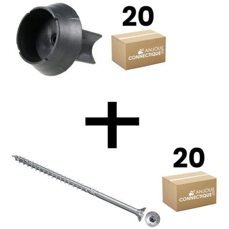 Lot de 20 supports de rail OB 30mm SIXBOX + 20 vis bois Ø5,0x70 tête fraisée TX - Sixbox (1/4)