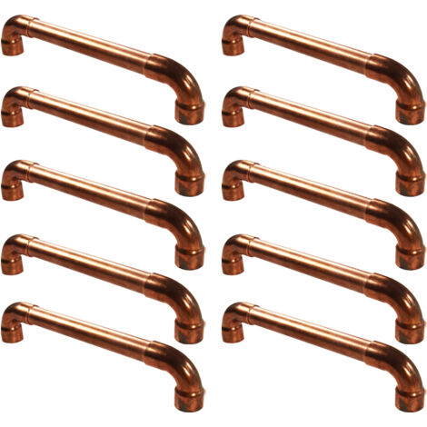 Lot de 10 Poignées simple en Cuivre - Entraxe 492 mm - Ø14 - Arcanaute (1/5)
