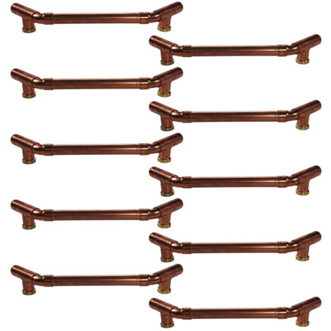 Lot de 10 Poignées élégantes en Cuivre - Entraxe 128 mm - Ø12 - Arcanaute (1/3)