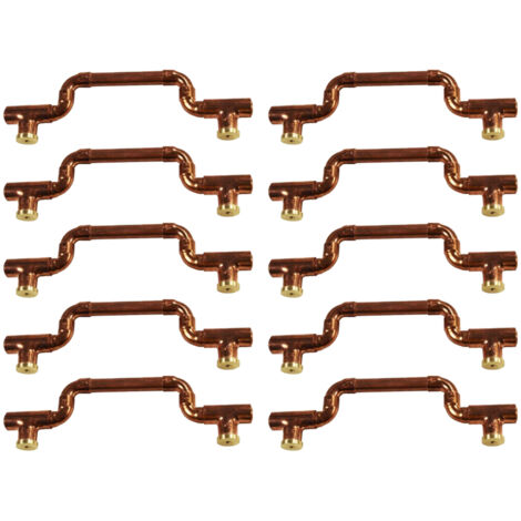 Lot de 10 Poignées mobiles et élégantes en Cuivre - Entraxe 128 mm - Ø12 - Arcanaute (1/3)