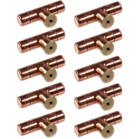 Lot de 10 Boutons de meuble en T cuivre "Industriel" - Ø12 - Arcanaute (1/5)