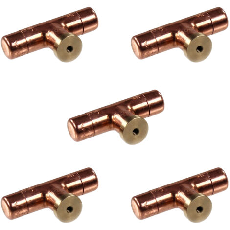 Lot de 5 Boutons de meuble en T cuivre "Industriel" - Ø12 - Arcanaute (1/5)