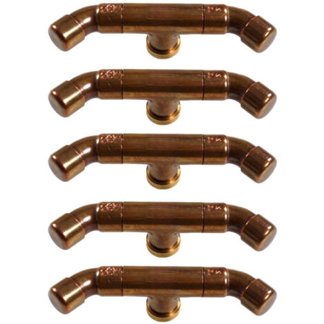 Lot de 5 Boutons de meuble 95 mm "Rétro GM" Cuivre/Laiton Industriel - Ø16 mm - Arcanaute (1/2)
