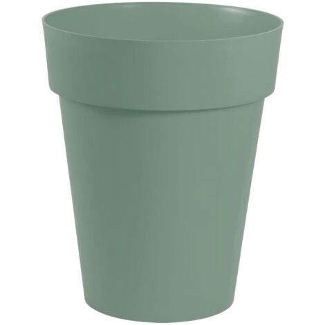 EDA – Vase rond mi-haut 50L Ø44x53cm en plastique recyclable – Vert laurier – Fabrication française – Pour espaces extérieurs (1/5)