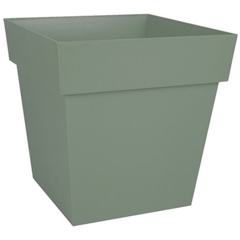 EDA – Pot en polypropylène 17,4 x 17,4 x 17 cm – Capacité 3,4 litres – Design carré vert laurier pour plantes d'extérieur