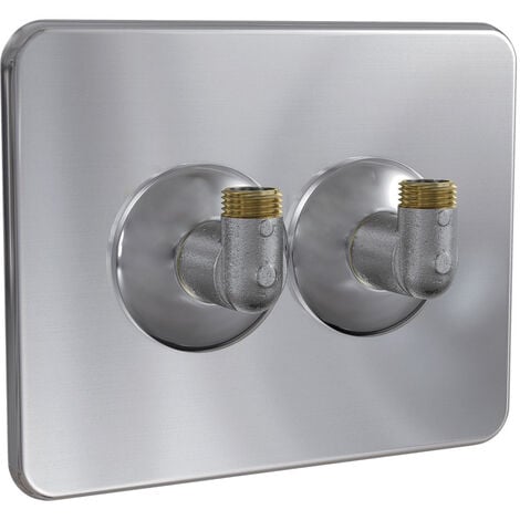 Cache de finition Robifix® Inox entraxe 50 mm avec coudes Mâle 1/2" (15/21) - Mâle 3/8" (12/17) - Watts
