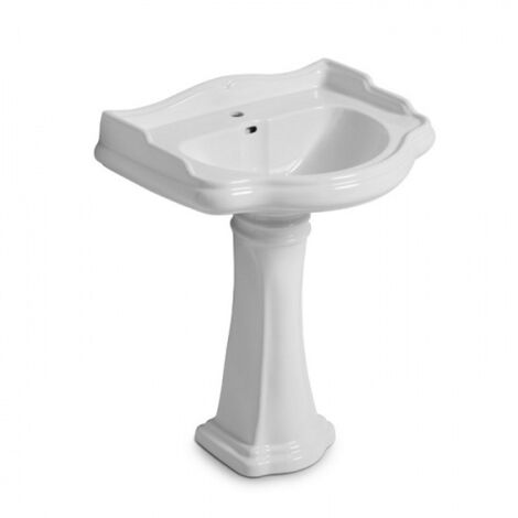 Cristina Ondyna – Colonne céramique pour lavabo rétro 640mm – Brillante – Fixation murale – Finition élégante – WCH6430