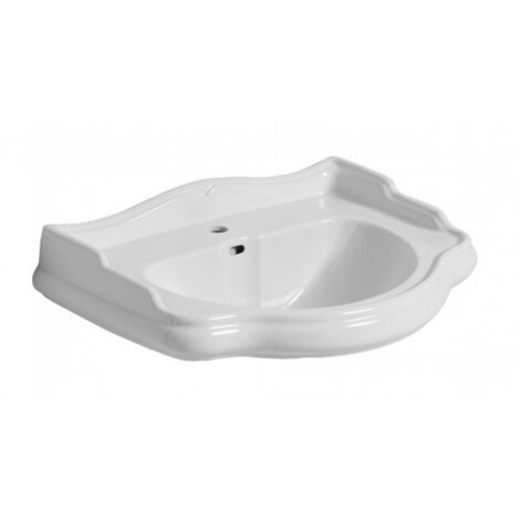 Cristina Ondyna – Lavabo céramique sur colonne 73x54 cm monotrou – Design rétro avec trop-plein – WCH7354