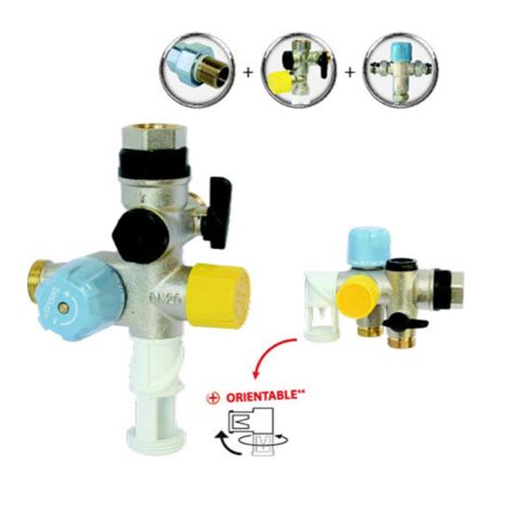 Somatherm – Groupe de sécurité téflon 3/4' – Limiteur thermostatique intégré – Pression 7 bar – Débit 4 à 34 l/min – 601013201 (1/5)