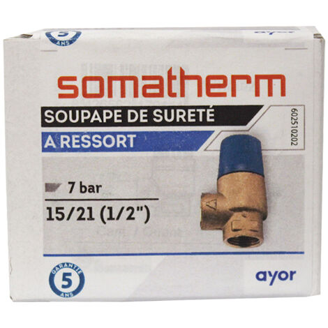 Soupape de sureté 7 bars femelle/femelle 1/2" (15/21) - Somatherm (1/4)
