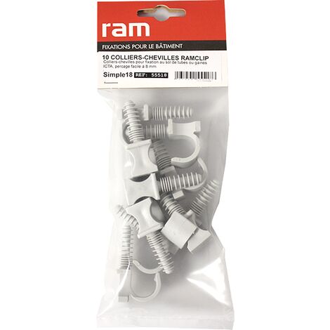 Sachet de 10 RAMCLIP gris simple Ø18 pour fixer les gaines souples - Ram (1/2)
