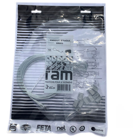 Kit de 10 boucles 2 m + 10 verrous pour suspension d'articles jusqu'à 15 kg - Ram
