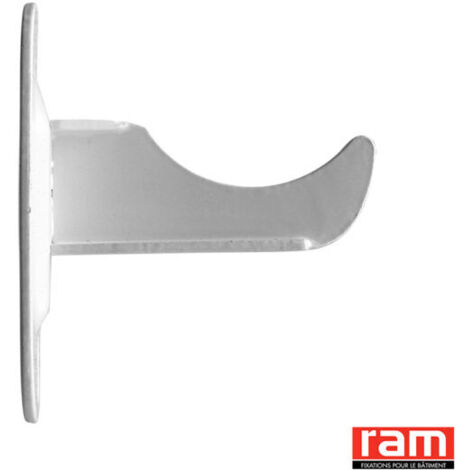RAM – Support radiateur en fonte type rideau – Longueur axe 105 mm – Longueur totale 135 mm – Cheville traversante pour parois isolées