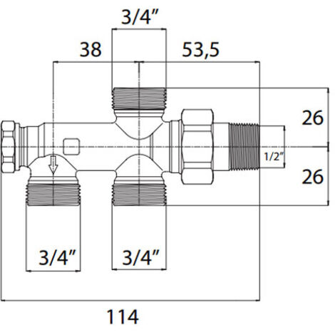 Groupe de raccordement monotube pour raccordement au sol mâle 1/2"(15/21) - mâle 3/4 EK - Somatherm (1/4)