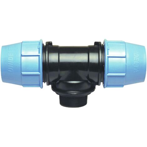 Raccord plastique Té Mâle 1" au centre pour tube PE Ø32 mm (1/2)
