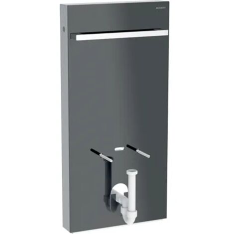 Panneau sanitaire Geberit MONOLITH pour bidet, 101 cm, avec porte-serviettes, verre noir, latéral aluminium chromé noir - Geberit
