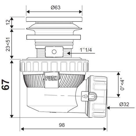 Bonde et siphon de lavabo ultra compact - Nano 6.7 Wirquin Bonde