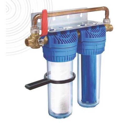 Station de filtration duplex Aquaphos Easy – Filtration 25µm – Raccords Mâle 3/4 – Anti-calcaire et anti-corrosion – Merkur