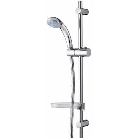 Wirquin – Kit de douche EQUO 1 jet chromé – Barre de douche L.650mm Ø18mm en ABS – Flexible inox 1m50 – Douchette anti-calcaire – 60721658