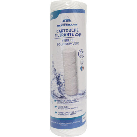 Cartouche bobinée 68 mm - Filtration à 25 µ (6 à 12 mois) - AquaFiltr - Pour anti-tarte électrique et tout type filtration eau - Merkur (1/2)