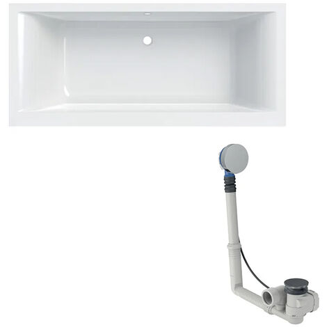 Baignoire acrylique sanitaire rectangulaire Geberit RENOVA PLAN Duo 180x80cm avec pieds et VIDAGE K150616216