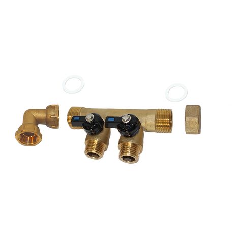 Pack collecteur sanitaire eau-froide ou eau-chaude ou chauffage 3/4'' (20/27) 2 départs mâle 1/2'' (15/21) - Arcanaute