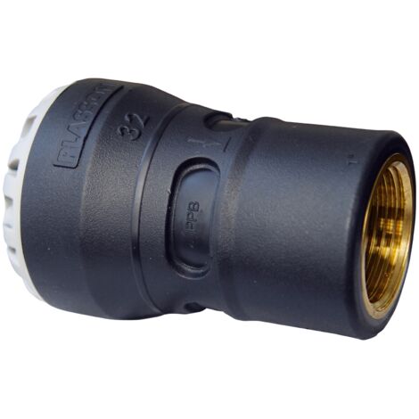 Raccord droit encliquetable PE Ø25 - Laiton femelle 3/4'' (20/27) avec portée plate ISO 228 et joint fourni - Plasson (1/2)