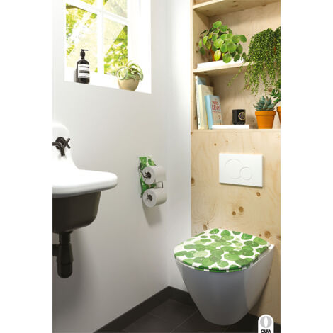 Abattant OLFA wood slim à descente assistée  "Feuilles de Piléa" Blanc 47.5x36.5 cm (1/4)