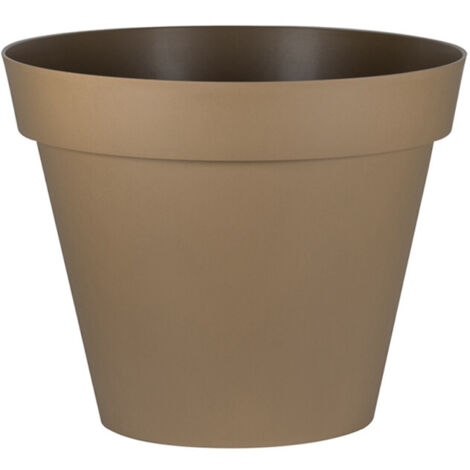 Pot rond Toscane - 30x26cm - 10L - Taupe - EDA plastiques (1/2)