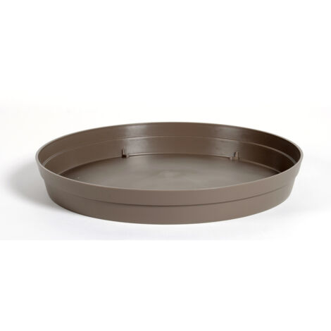 EDA – Soucoupe ronde 34,5 cm pour pot de fleurs Ø48 cm – Polypropylène taupe – Résistante au gel et UV – Fabriquée en France