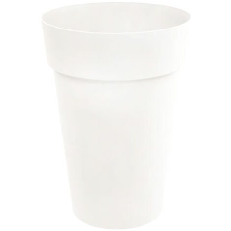 EDA – Vase haut rond blanc 46 cm diamètre – Hauteur 65 cm – Contenance 67L – Polypropylène résistant aux UV et gel – Pot à réserve d'eau - CM 67 L