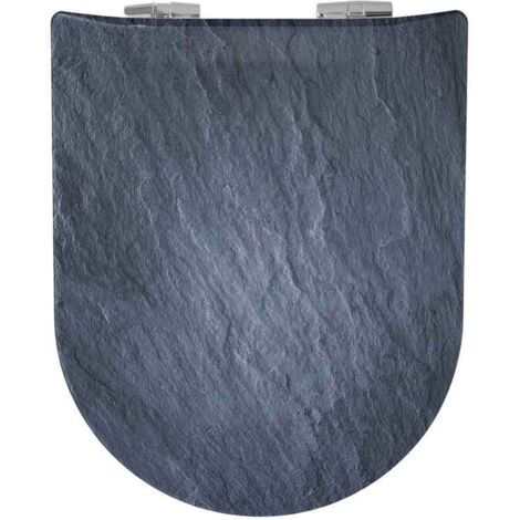 Abattant wood slim à descente assistée en imitation ardoise Ardoise 47.5x36.5 cm (1/3)