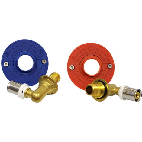 Sortie de cloison Lavabo/évier FIXOPLAC - raccord coudé Multicouche à sertir Ø16 - Mâle 3/8" (12/17) - Somatherm
