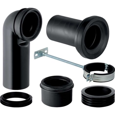Geberit – Kit de raccordement pour WC au sol – Tubulure PE-HD ø 90 mm – Coude 90° PE-HD – Manchons EPDM ø 90/110 mm – Fixation incluse