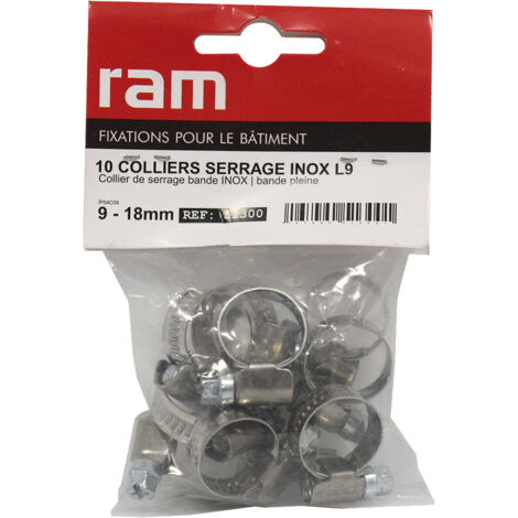 Sachet de 10 colliers de serrage Inox Ø9-18 - RAM (1/3)