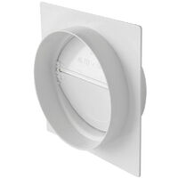 Plaque pour passage de mur-tube Ventilation rond Ø100 Blanc avec clapet anti-retour - First Plast