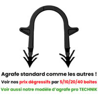 Arcanaute – Boîte de 300 agrafes standard black – Hauteur 40 mm – Fixation tube Ø 16/20 mm – Pour fixation sur isolant