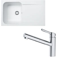 Pack évier Kite Fradeko blanc 860 x 500 x 190 mm + mitigeur Orbit douchette - Franke
