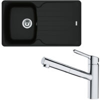 Pack évier Antea Fragranit noir mat 860 x 500 x 210 mm + mitigeur Orbit douchette - Franke